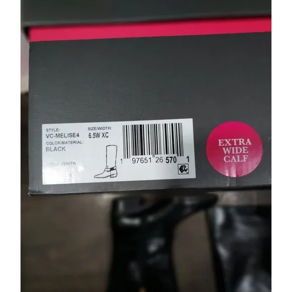 Vince Camuto Melise Extra Wide Calf Black Leather Knee High Boots Size 6.5 W NWT - Picture 6 of 9